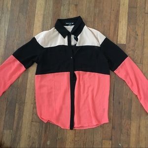 Colorblock sheer blouse